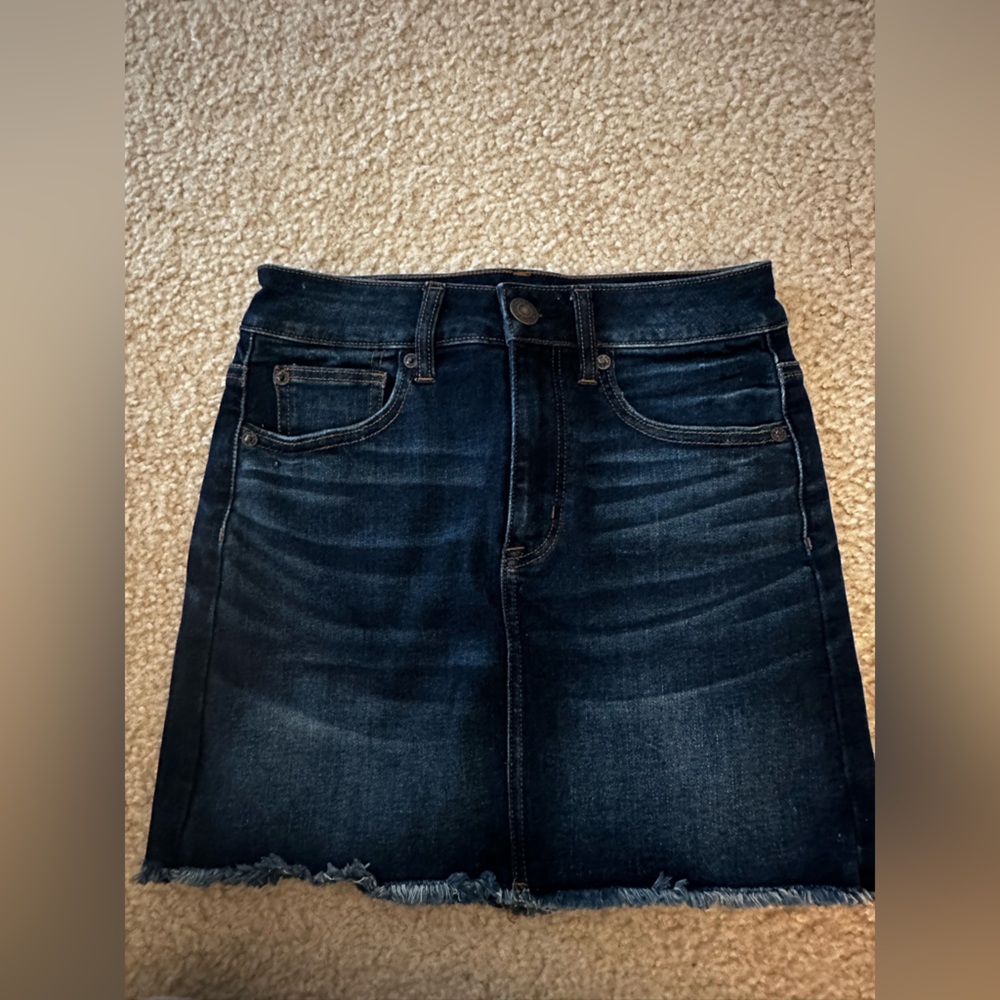 American Eagle Hi-Rise Mini Skirt - Dark Wash Denim